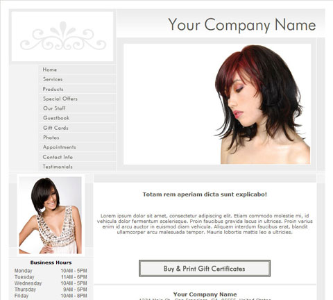 Professional White Website Design Template For Hair Salons Spas