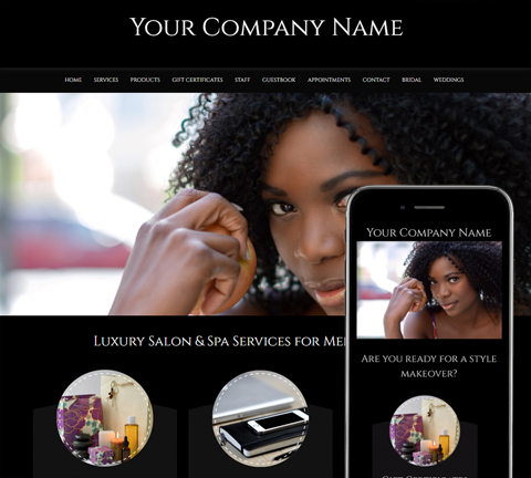Pure Black Website Design Template for Hair Salons and Hairstylists -  SalonBuilder