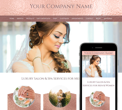 RoseGold Wedding Website Design Template for Hair Salons and Hairstylists -  SalonBuilder